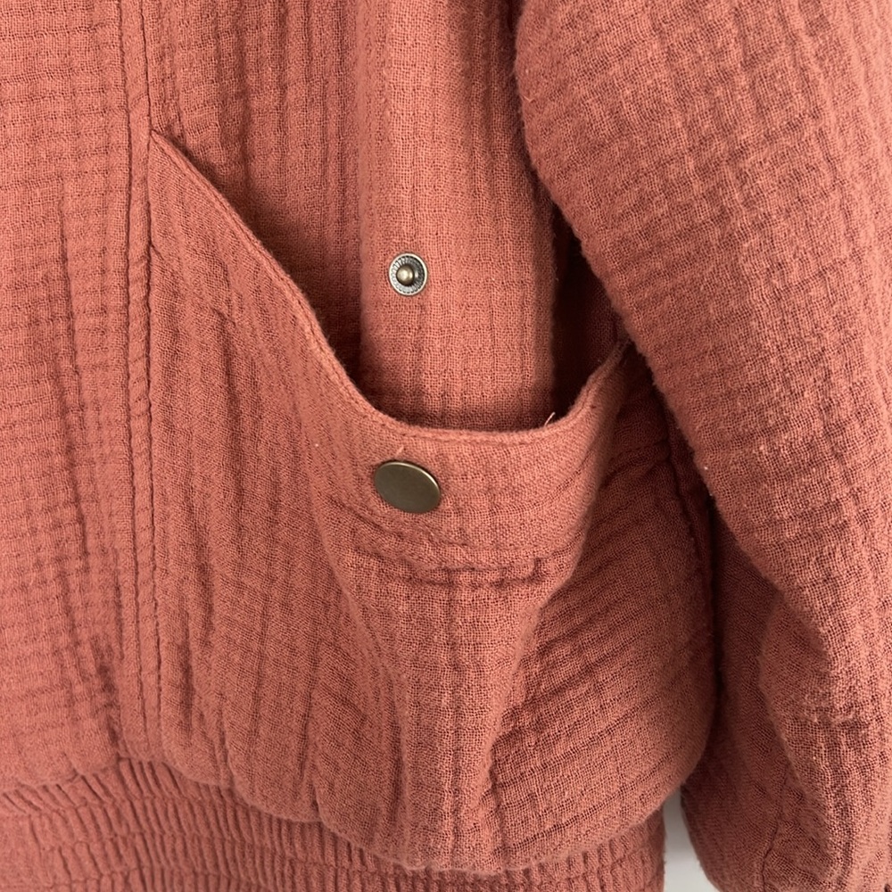 Rust Textured Button-Up Jacket - image 2